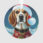 Weihnachts-Beagle, Santa Dog-Ornament Ornament (Rückseite)