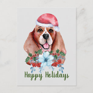 Weihnachts-Beagle Wasserfarbe individuell anpassba Feiertagspostkarte