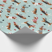 Weihnachts-Beagles Blue Wrapping Paper Geschenkpapier (Ecke)