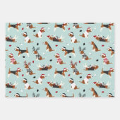 Weihnachts-Beagles Pink Blue Green Geschenkpapier Set (Vorderseite 2)