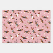 Weihnachts-Beagles Pink Blue Green Geschenkpapier Set (Vorderseite)