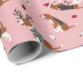 Weihnachts-Beagles rosa Geschenkpapier (Rolleneckpunkt)