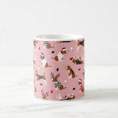 Weihnachts-Beagles rosa Kaffeetasse (Mittel)