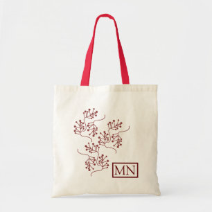 Weihnachts-Beeren-Burgunder-Zweige Bibliothekszwei Tragetasche