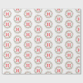 Weihnachts-Beeren-Kranz-Monogramm-Muster Geschenkpapier (Flach)