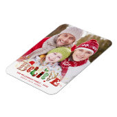 Weihnachts BELIEVE Foto Name Nostalgie Magnet (Linke Seite)