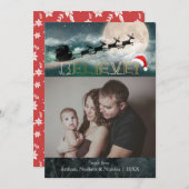 Weihnachts BELIEVE Rentier Sleigh Weihnachtsmannmü Feiertagskarte (Vorne/Hinten)