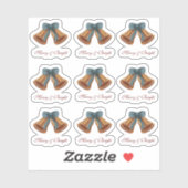 Weihnachts-Bell Ribbon fröhlich und hell Aufkleber (Blatt)