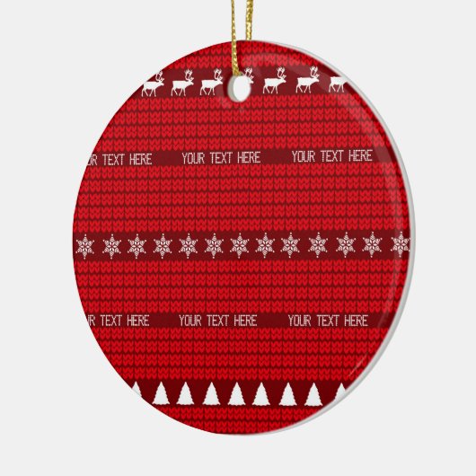 Weihnachts Benutzerdefinierter Text Red White Stri Keramik Ornament (Links)