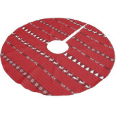 Weihnachts Benutzerdefinierter Text Red White Stri Polyester Weihnachtsbaumdecke (Schrägansicht)