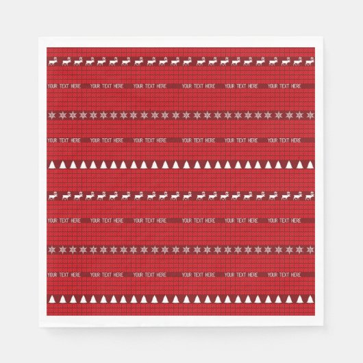 Weihnachts Benutzerdefinierter Text Red White Stri Serviette (Vorderseite)