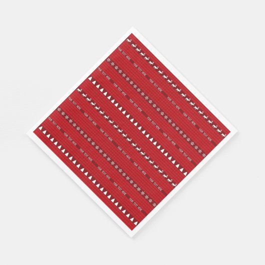 Weihnachts Benutzerdefinierter Text Red White Stri Serviette (Ecke)