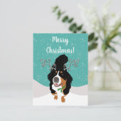 Weihnachts-Berg-Hunde-Geschenkkarte Postkarte (Stehend Vorderseite)