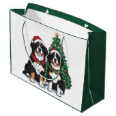 Weihnachts Berner Sennenhunde Große Geschenktüte (Rückseite Schrägansicht)