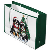 Weihnachts Berner Sennenhunde Große Geschenktüte (Vorderseite Schrägansicht)