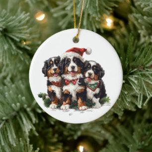 Weihnachts-Berner Sennenhunde Keramik Ornament