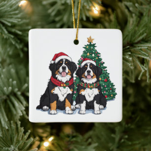 Weihnachts Berner Sennenhunde Keramikornament