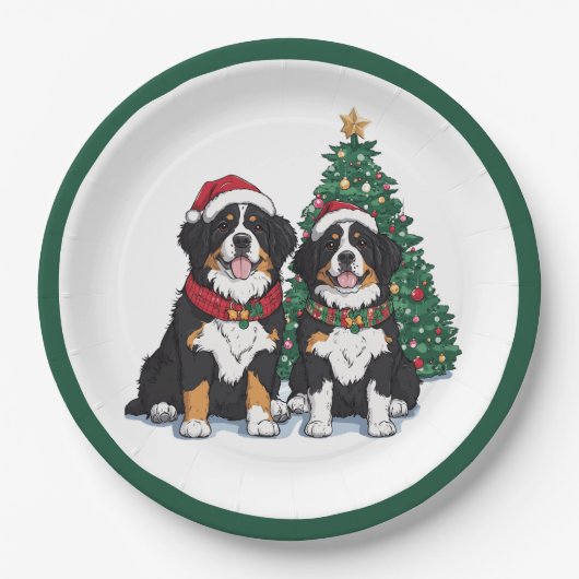 Weihnachts Berner Sennenhunde Pappteller (Vorderseite)