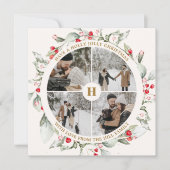 Weihnachts Berries Wreath Foto Collage Feiertagskarte (Vorderseite)