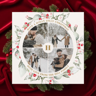 Weihnachts Berries Wreath Foto Collage Feiertagskarte