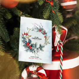 Weihnachts Berries Wreath Frohe Weihnachtsgeschich Einladung