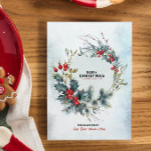 Weihnachts Berries Wreath Frohe Weihnachtsgeschich Einladung