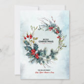 Weihnachts Berries Wreath Frohe Weihnachtsgeschich Einladung (Vorderseite)