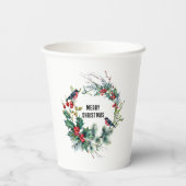 Weihnachts Berries Wreath Frohe Weihnachtsgeschich Pappbecher (Rückseite)