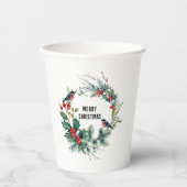 Weihnachts Berries Wreath Frohe Weihnachtsgeschich Pappbecher (Vorderseite)