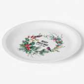 Weihnachts Berries Wreath Frohe Weihnachtsgeschich Pappteller (Schrägansicht)