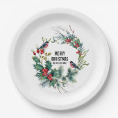 Weihnachts Berries Wreath Frohe Weihnachtsgeschich Pappteller (Vorderseite)