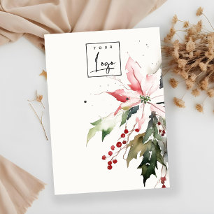 Weihnachts-Berry Poinsettia-Wasserfarben-Ohrring-L Visitenkarte