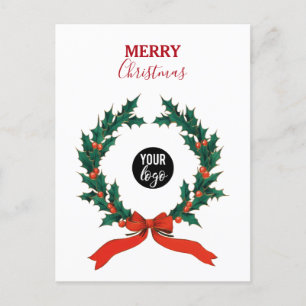 Weihnachts-Berry-Wreath-Business-Logo Feiertagspostkarte