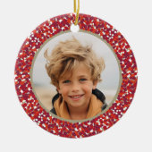 Weihnachts Berry Wreath Doppelseitiges 2-Foto Keramik Ornament (Vorne)