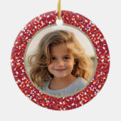 Weihnachts Berry Wreath Doppelseitiges 2-Foto Keramik Ornament (Hinten)