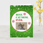 Weihnachts beste Cat-Mama je Foto Karte (Gelbe Blume)