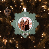 Weihnachts-beste Freunde Foto Salbei-Kiefer Ornament Karte
