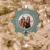 Weihnachts-beste Freunde Foto Salbei-Kiefer Ornament Karte