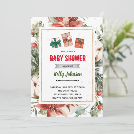 Weihnachts-beste Geschenkdusche Einladung (Stehend Vorderseite)