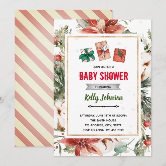 Weihnachts-beste Geschenkdusche Einladung (Vorne/Hinten)