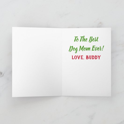 Weihnachts Beste Hündin Mama je Begleiter Foto Karte (Innenseite)