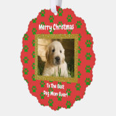 Weihnachts Beste Hündin Mama je Begleiter Foto Ornament Karte (Links)