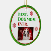 Weihnachts-Beste Hündin-Mama je Foto Keramik Ornament (Rechts)