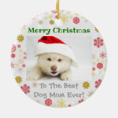 Weihnachts-Beste Hündin-Mama je Foto Keramik Ornament (Hinten)