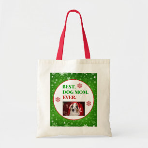 Weihnachts-Beste Hündin-Mama je Foto Tragetasche