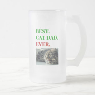 Weihnachts-Beste Katze Vater je Foto Mattglas Bierglas