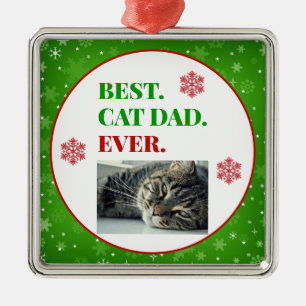 Weihnachts-Beste Katze Vater je Foto Ornament Aus Metall