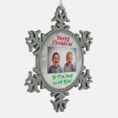 Weihnachts-Beste Tante je Kind Foto Schneeflocken Zinn-Ornament (Links)