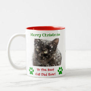 Weihnachts-Bester Cat-Vater je Tier-Foto Zweifarbige Tasse