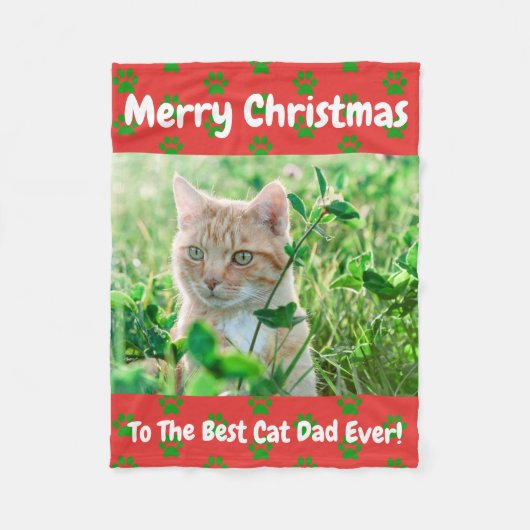 Weihnachts Bester Cat Vater Jeden Haustier Foto Fleecedecke (Vorderseite)